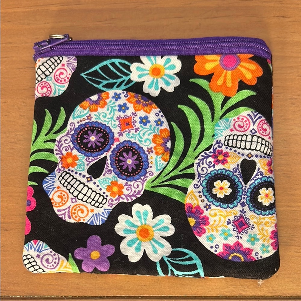 Colorful Sugar Skull Print Coin Purse